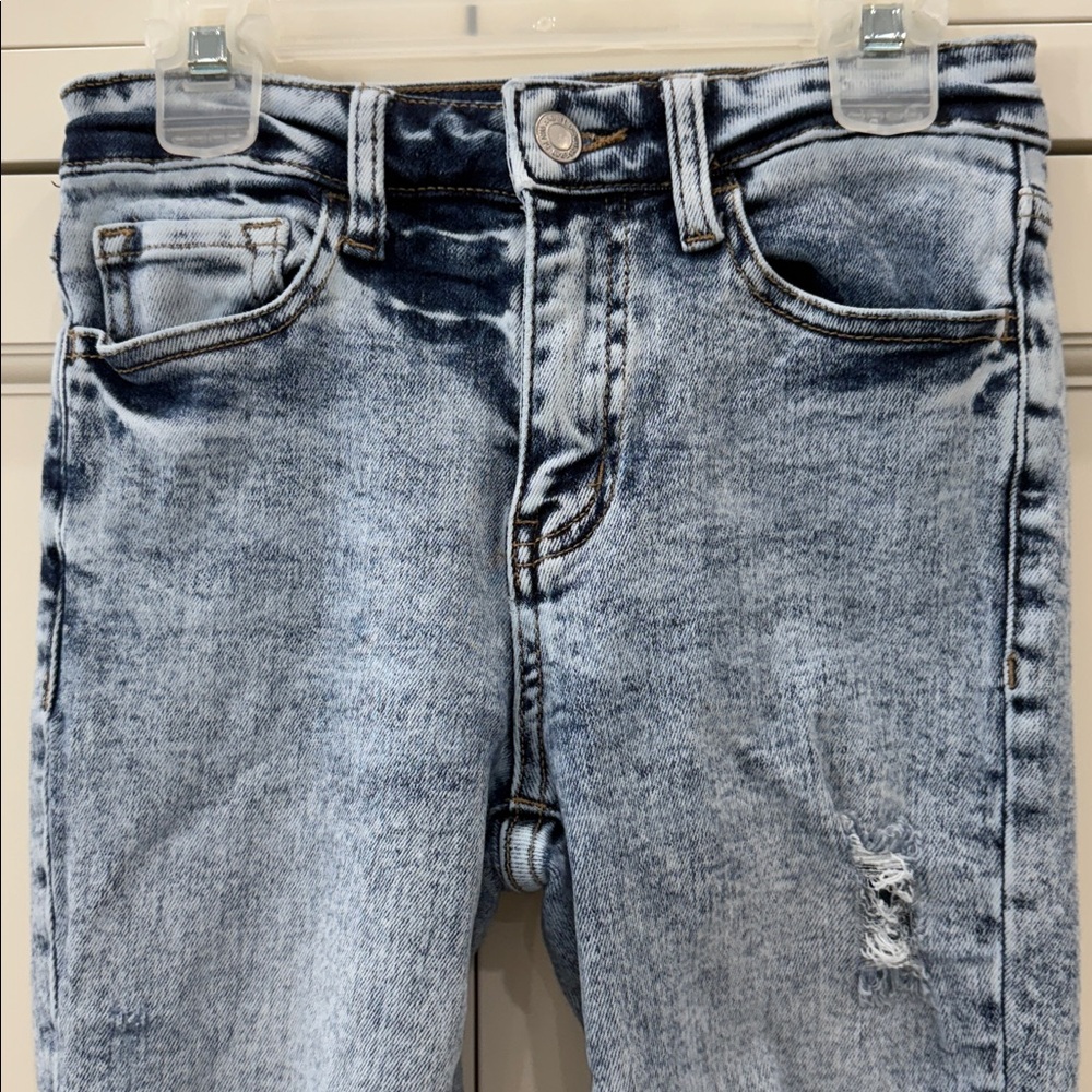 Vervet Los Angeles Womens size 24 Distressed High-Rise Crop Flare Jeans AcidWash - Picture 4 of 16